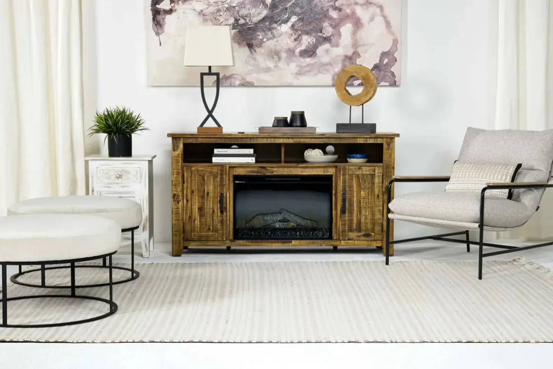 Mor Furniture Cannon Valley Fireplace Console In Brown