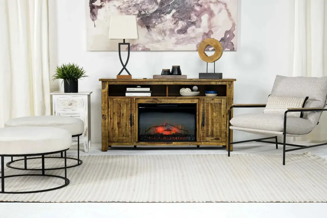 Mor Furniture Cannon Valley Fireplace Console In Brown