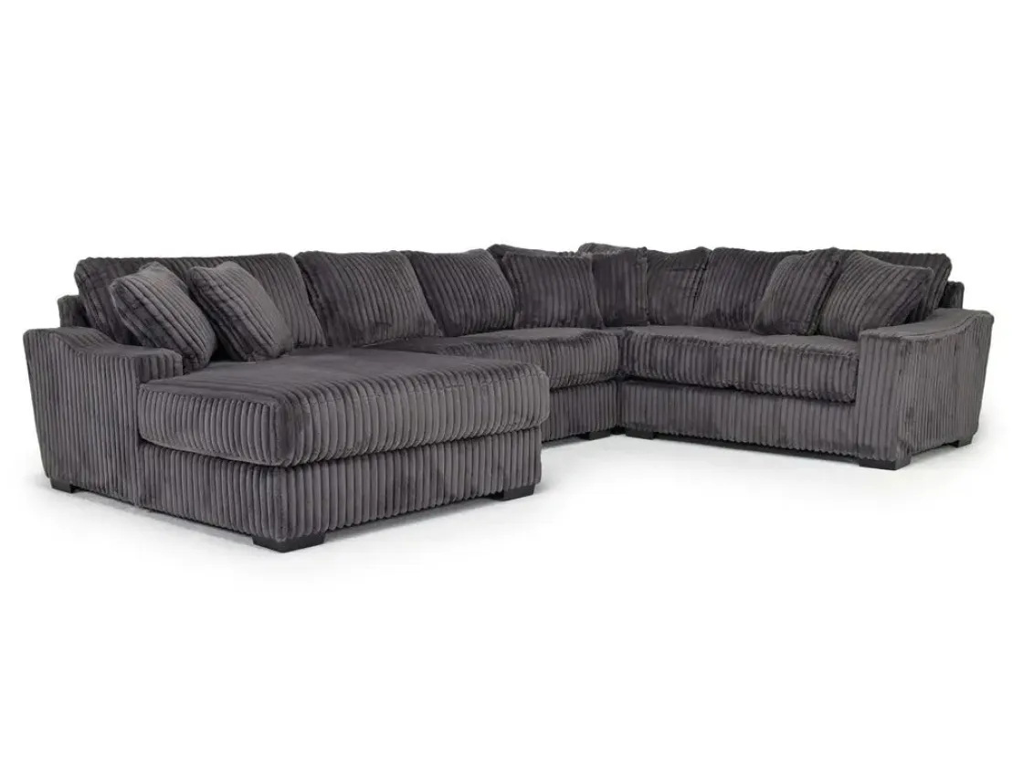 Mor Furniture Casper 4 Piece Loveseat Chaise Sectional In Pony Slate, Left Facing