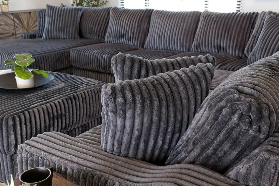 Mor Furniture Casper 4 Piece Sofa Chaise Sectional In Pony Slate, Left Facing