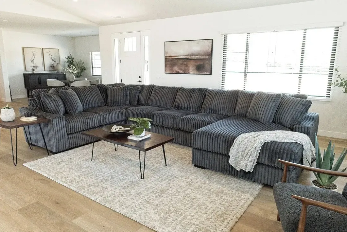 Mor Furniture Casper 4 Piece Sofa Chaise Sectional In Pony Slate, Left Facing