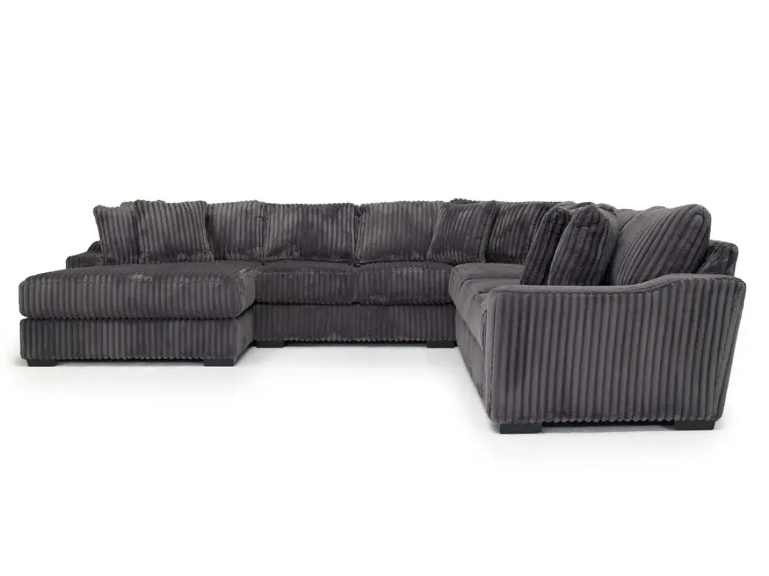 Mor Furniture Casper 4 Piece Xl Loveseat Chaise Sectional In Pony Slate, Left Facing
