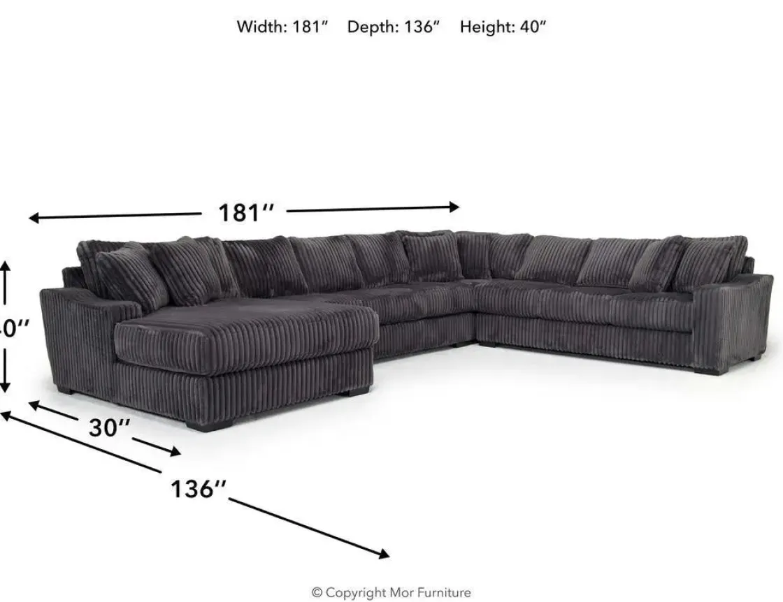 Mor Furniture Casper 4 Piece Xl Sofa Chaise Sectional In Pony Slate, Left Facing