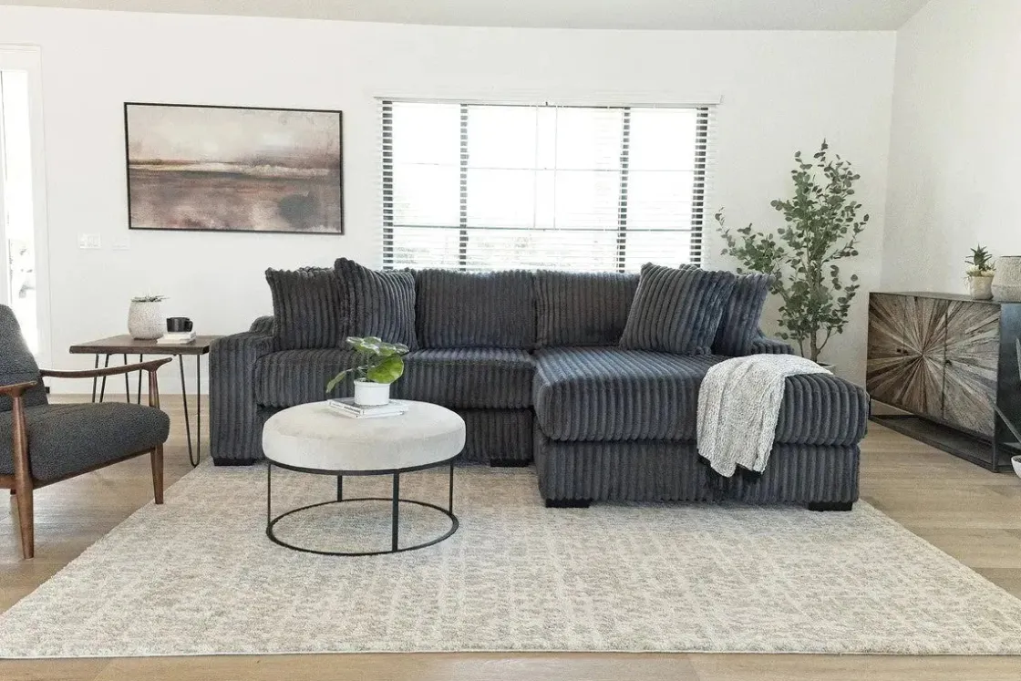 Mor Furniture Casper Sofa Chaise In Pony Slate, Left Facing