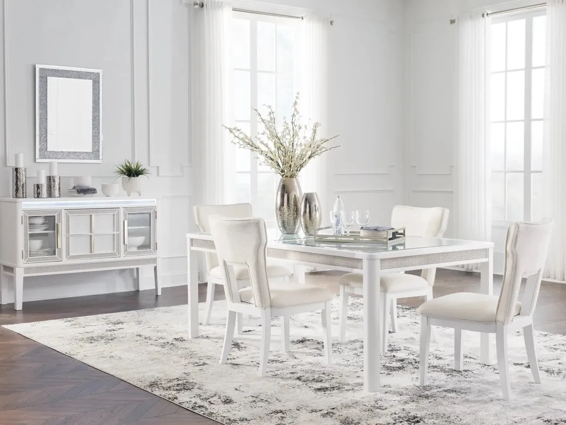 Mor Furniture Chalanna Dining Table & 4 Chairs In White