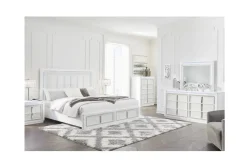 Mor Furniture Chalanna Storage Bed, Dresser, Mirror & Nightstand In White, Queen