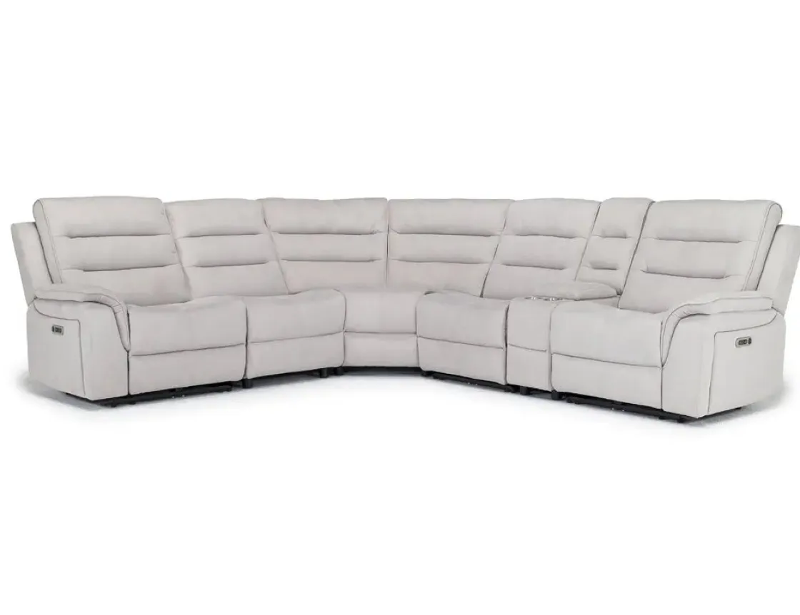 Mor Furniture Chanell 6 Piece 2 Power Sectional In New Nappa Gray