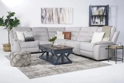 Mor Furniture Chanell 6 Piece 2 Power Sectional W/ 2 Power Armless Recliner In New Nappa Gray