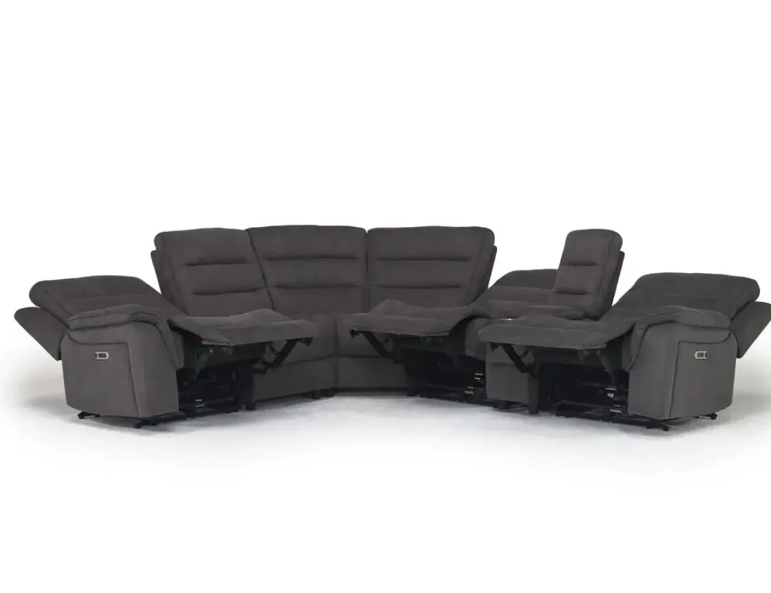 Mor Furniture Chanell 6 Piece 2 Power Sectional W/ 2 Power Armless Recliner In New Nappa Gray