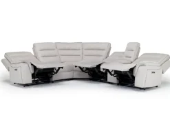 Mor Furniture Chanell 6 Piece 2 Power Sectional W/ 2 Power Armless Recliner In New Nappa Gray
