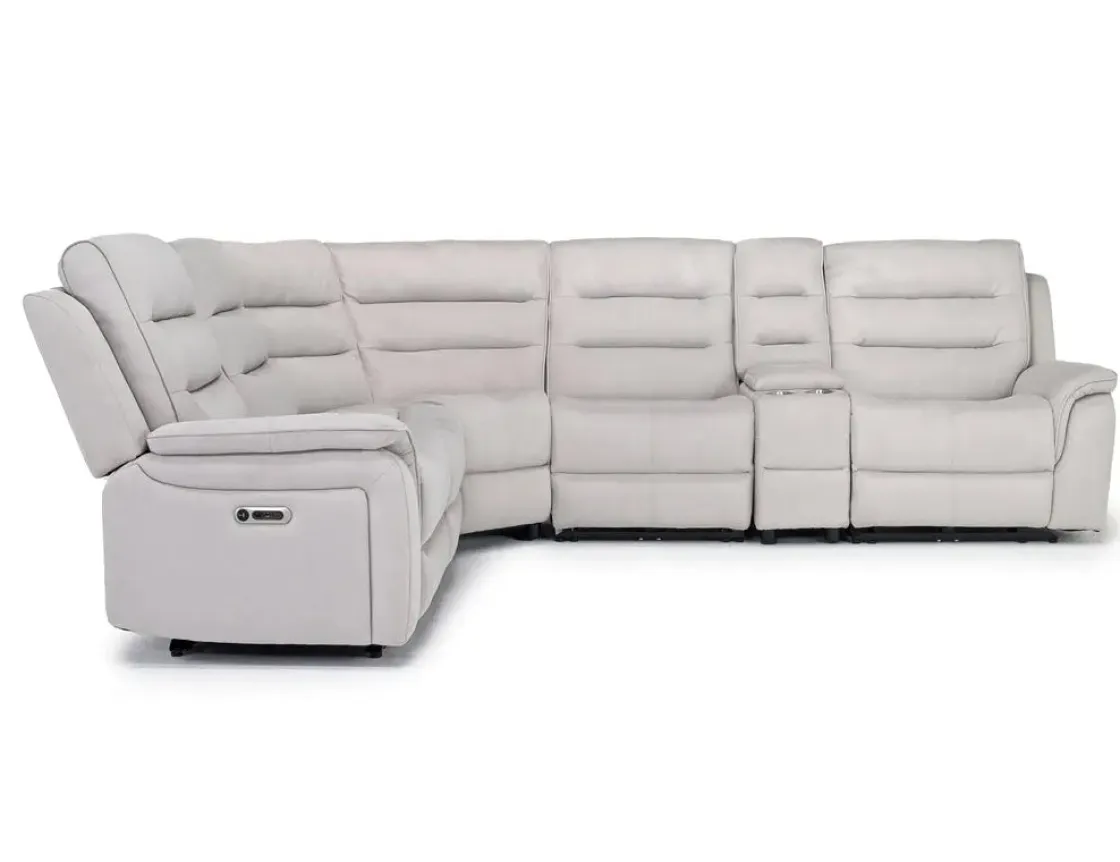 Mor Furniture Chanell 6 Piece 2 Power Sectional W/ 2 Power Armless Recliner In New Nappa Gray