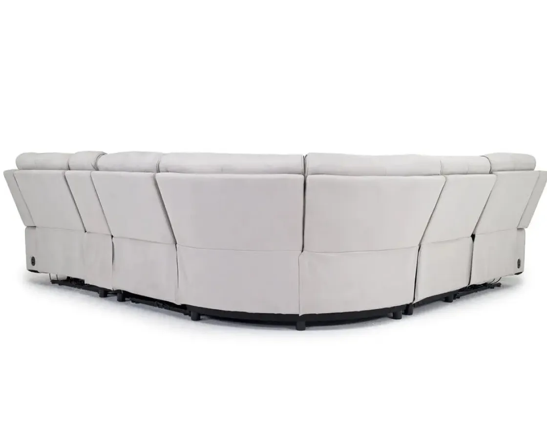 Mor Furniture Chanell 6 Piece 2 Power Sectional W/ 2 Power Armless Recliner In New Nappa Gray