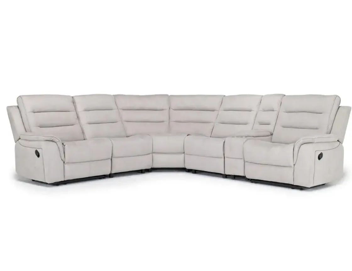 Mor Furniture Chanell 6 Piece Reclining Sectional In New Nappa Gray