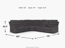 Mor Furniture Chanell 6 Piece Reclining Sectional In New Nappa Gray