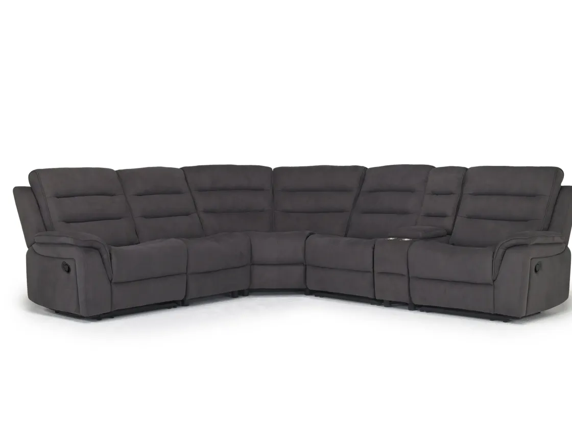 Mor Furniture Chanell 6 Piece Reclining Sectional In New Nappa Gray