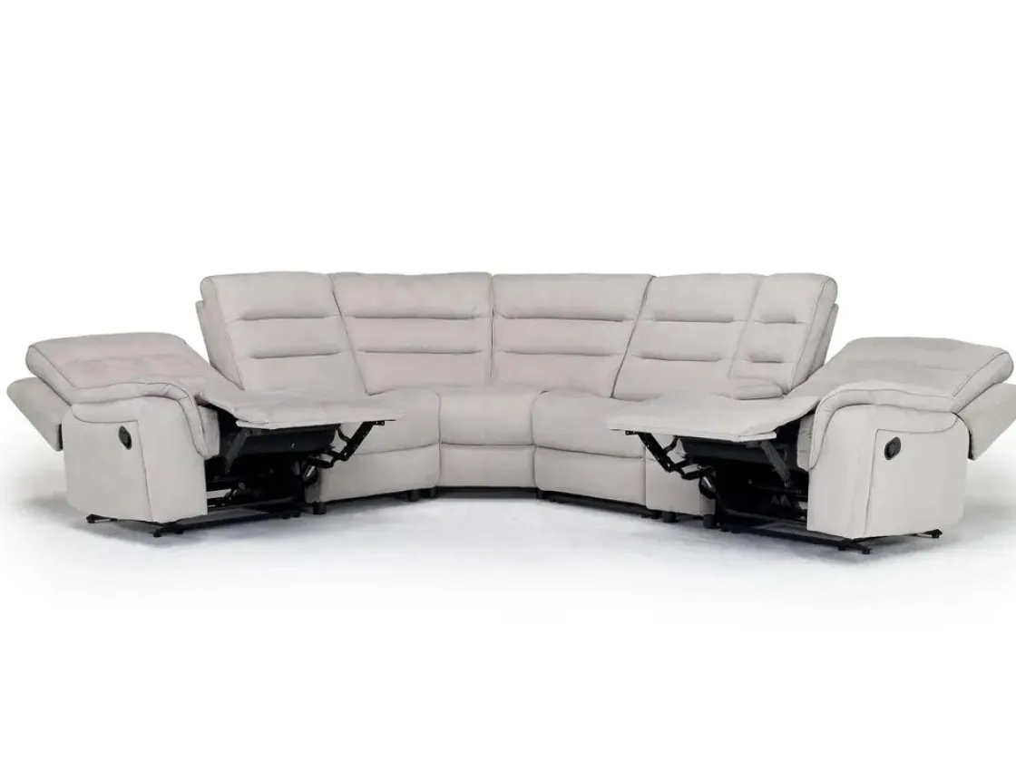 Mor Furniture Chanell 6 Piece Reclining Sectional In New Nappa Gray
