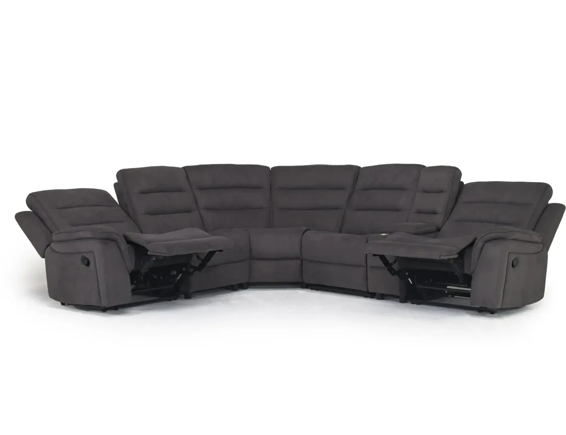 Mor Furniture Chanell 6 Piece Reclining Sectional In New Nappa Gray