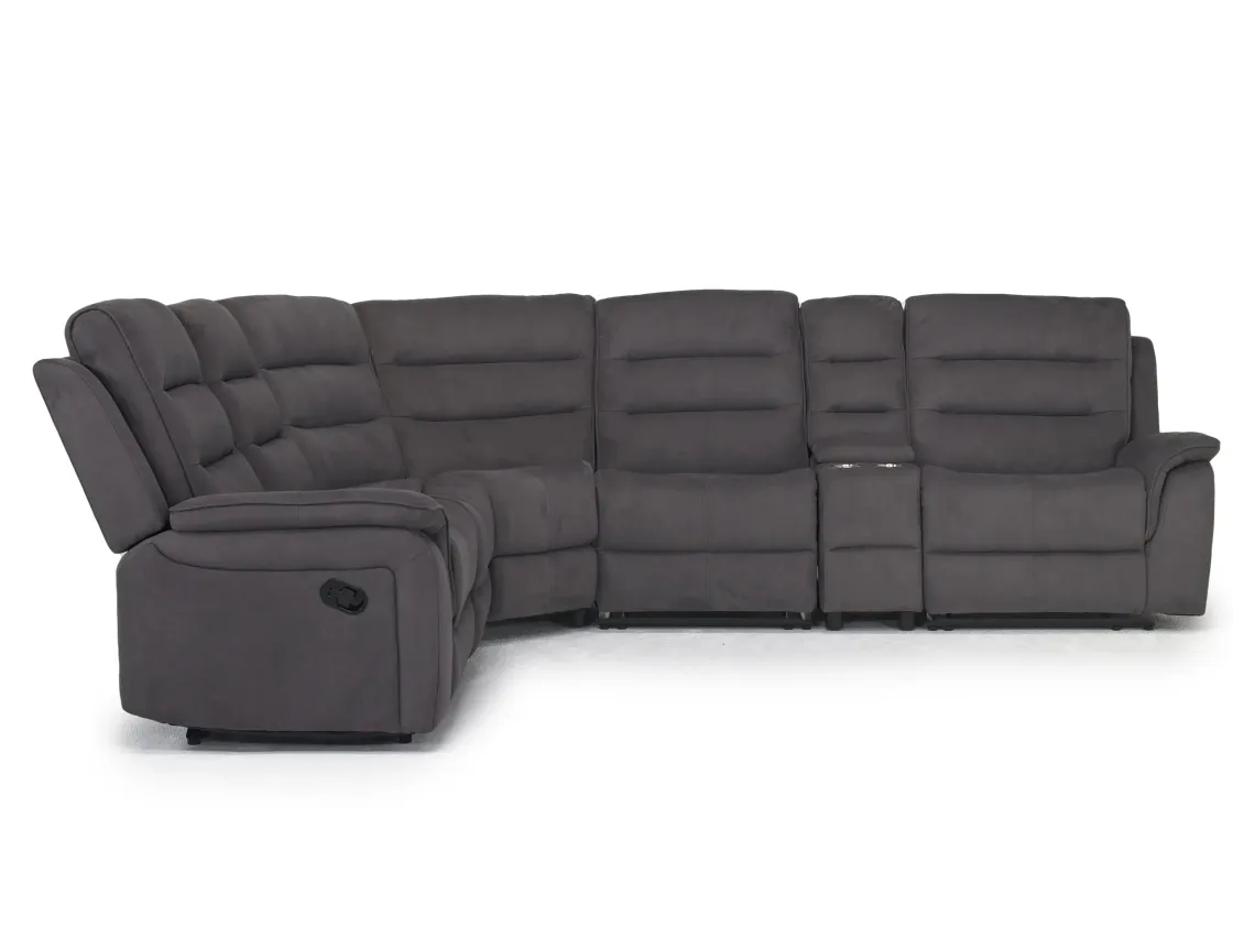Mor Furniture Chanell 6 Piece Reclining Sectional In New Nappa Gray