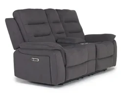 Mor Furniture Chanell 2 Power Console Loveseat In New Nappa Gray