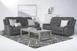 Mor Furniture Chanell 2 Power Console Loveseat In New Nappa Gray