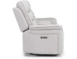 Mor Furniture Chanell 2 Power Console Loveseat In New Nappa Gray