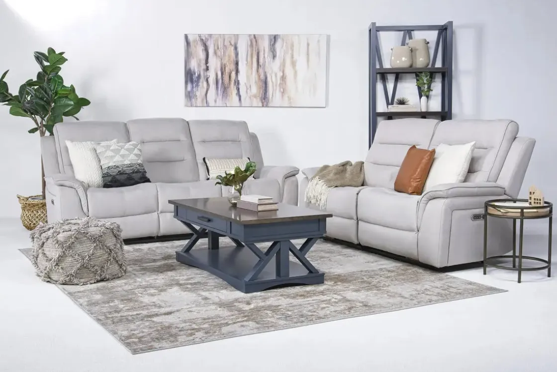Mor Furniture Chanell 2 Power Sofa In New Nappa Gray