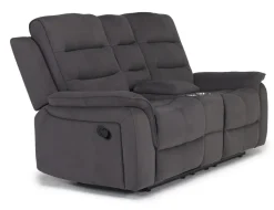 Mor Furniture Chanell Reclining Console Loveseat In New Nappa Light Gray