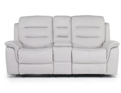 Mor Furniture Chanell Reclining Console Loveseat In New Nappa Light Gray