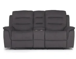 Mor Furniture Chanell Reclining Console Loveseat In New Nappa Light Gray