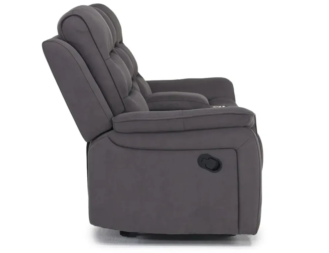 Mor Furniture Chanell Reclining Console Loveseat In New Nappa Light Gray