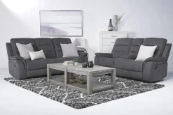 Mor Furniture Chanell Reclining Sofa & Console Loveseat In New Nappa Gray