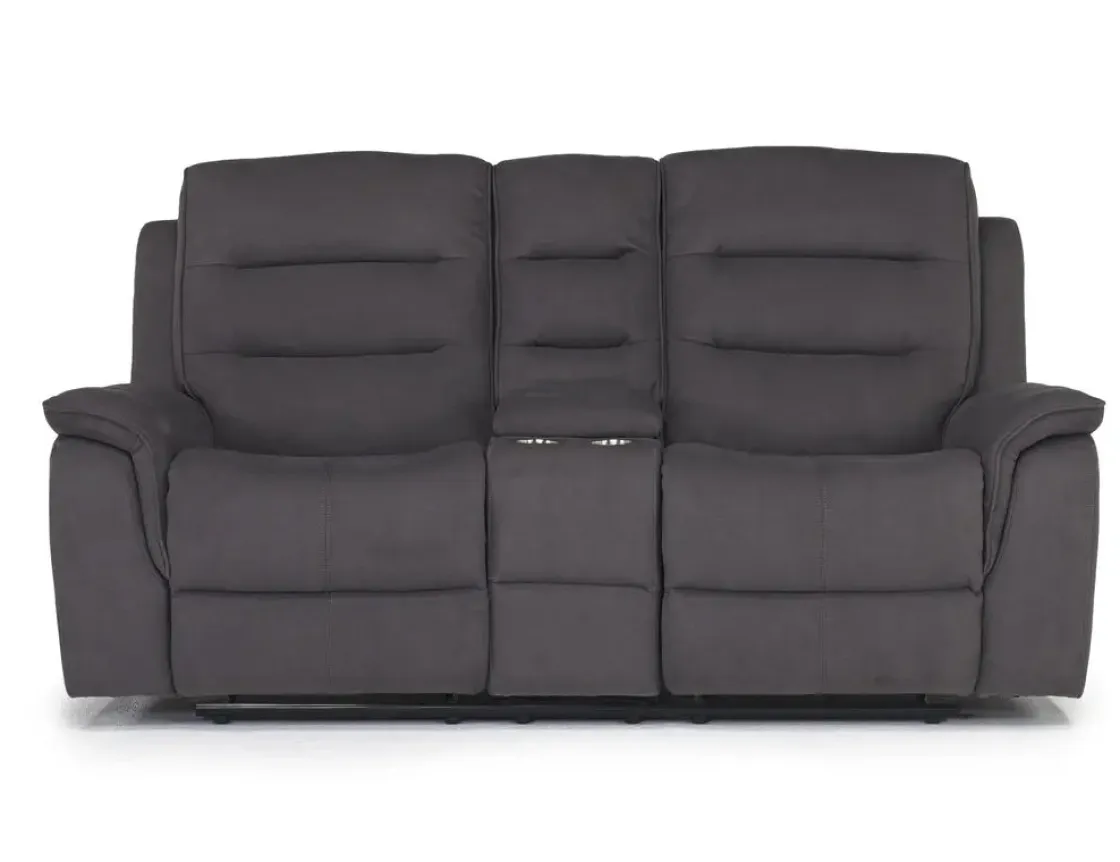 Mor Furniture Chanell Reclining Sofa & Console Loveseat In New Nappa Gray