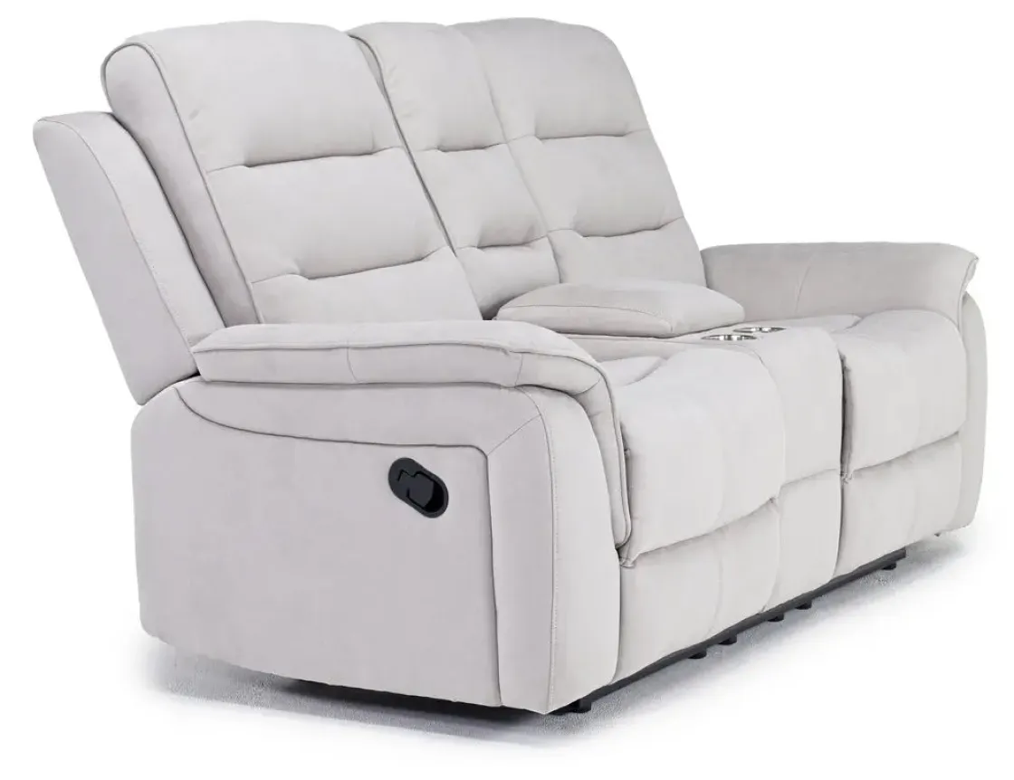 Mor Furniture Chanell Reclining Sofa & Console Loveseat In New Nappa Gray