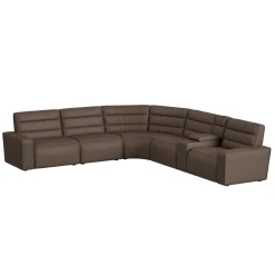 Mor Furniture Chelsey 6 Piece Power Sectional W/ Power Armless Recliner In Bozeman Saddle