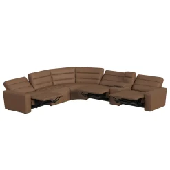 Mor Furniture Chelsey 6 Piece Power Sectional W/ Power Armless Recliner In Bozeman Saddle