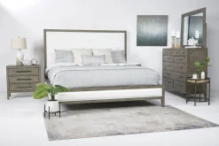 Mor Furniture Chloe Upholstered Panel Bed In Gray/White, Queen