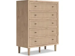 Mor Furniture Cielden Upholstered Bed, Dresser, Mirror, 2 Nightstands & Chest In Tan, Full