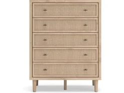 Mor Furniture Cielden Upholstered Bed, Dresser, Mirror, 2 Nightstands & Chest In Tan, Full