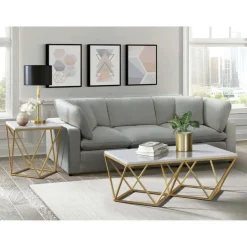Mor Furniture Conner End Table In Marble/Gold
