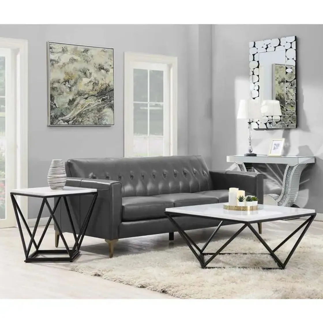 Mor Furniture Conner End Table In Marble/Gold