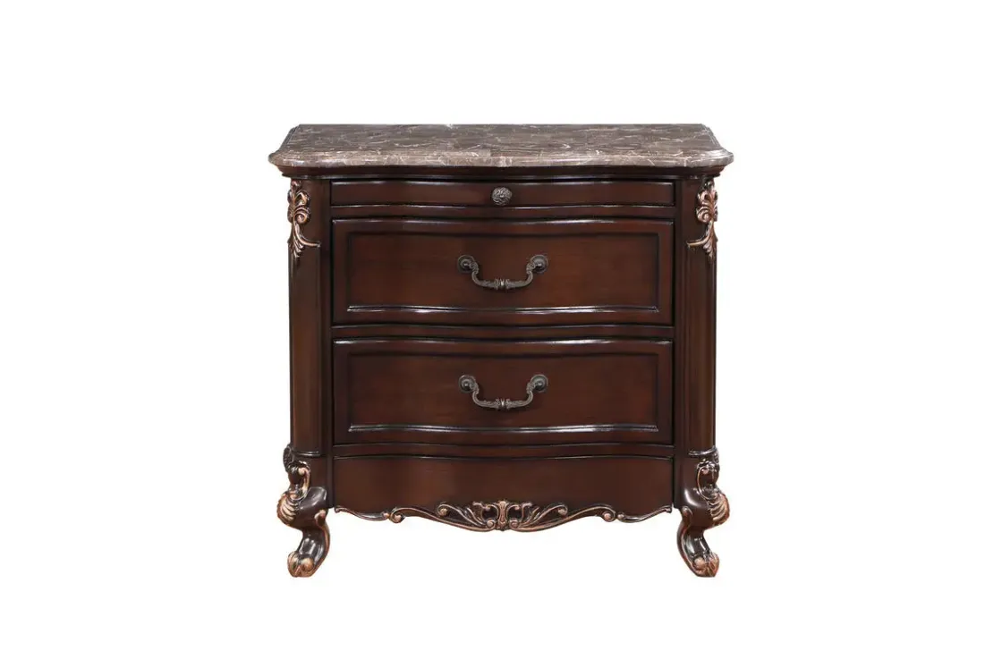 Mor Furniture Constantine Upholstered Bed, Dresser, Mirror & Nightstand In Cherry, Queen