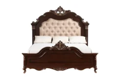 Mor Furniture Constantine Upholstered Bed, Dresser, Mirror & Nightstand In Cherry, Queen