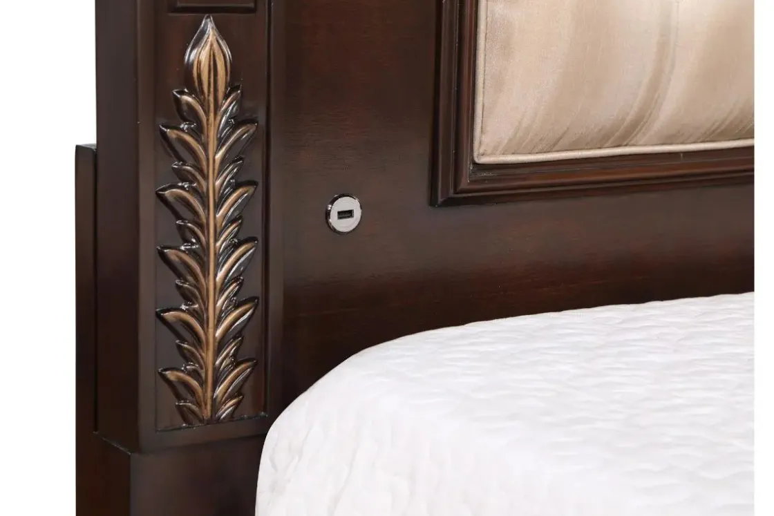 Mor Furniture Constantine Upholstered Bed In Cherry, Queen