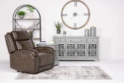 Mor Furniture Cortez Power Recliner In Dark Brown Leather