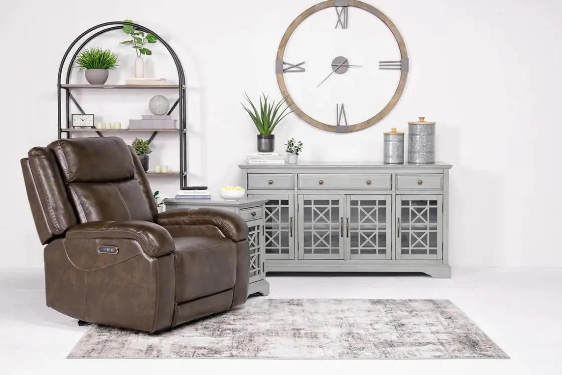 Mor Furniture Cortez Power Recliner In Dark Brown Leather