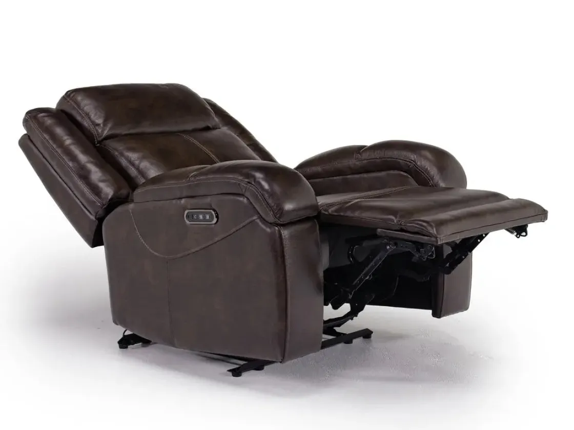 Mor Furniture Cortez Power Recliner In Dark Brown Leather