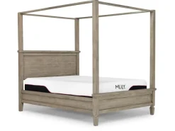 Mor Furniture Country Side Canopy Bed, Dresser, Mirror & 2 Drawer Nightstand In Brown, Queen