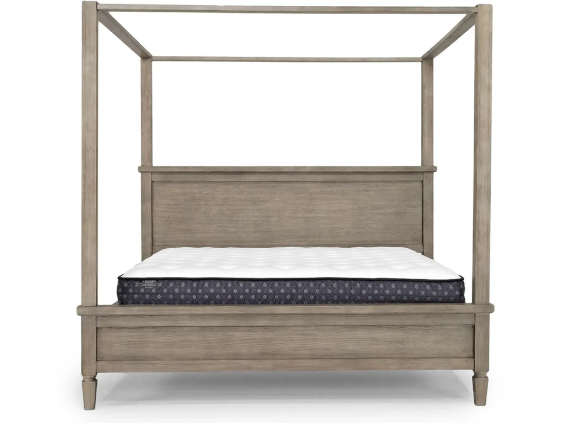 Mor Furniture Country Side Canopy Bed, Dresser, Mirror & 2 Drawer Nightstand In Brown, Queen