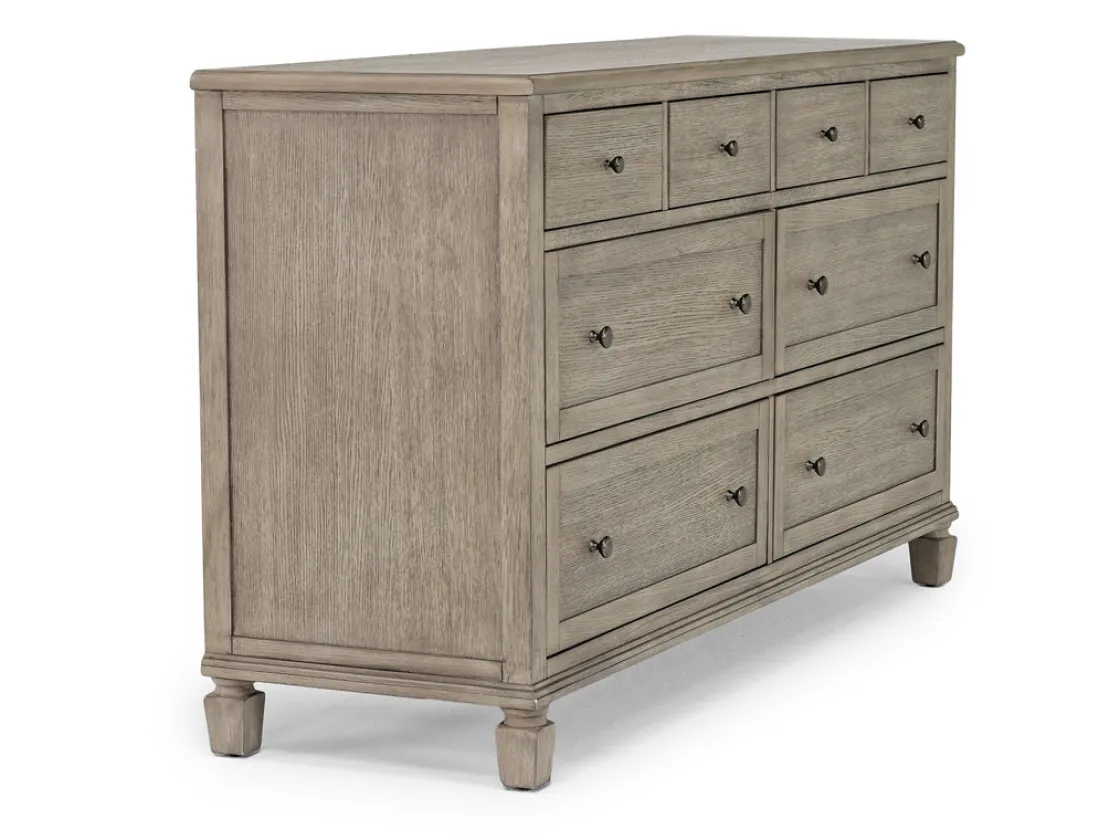 Mor Furniture Country Side Canopy Bed, Dresser, Mirror & 2 Drawer Nightstand In Brown, Queen