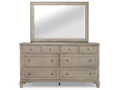 Mor Furniture Country Side Canopy Bed, Dresser, Mirror & 2 Drawer Nightstand In Brown, Queen
